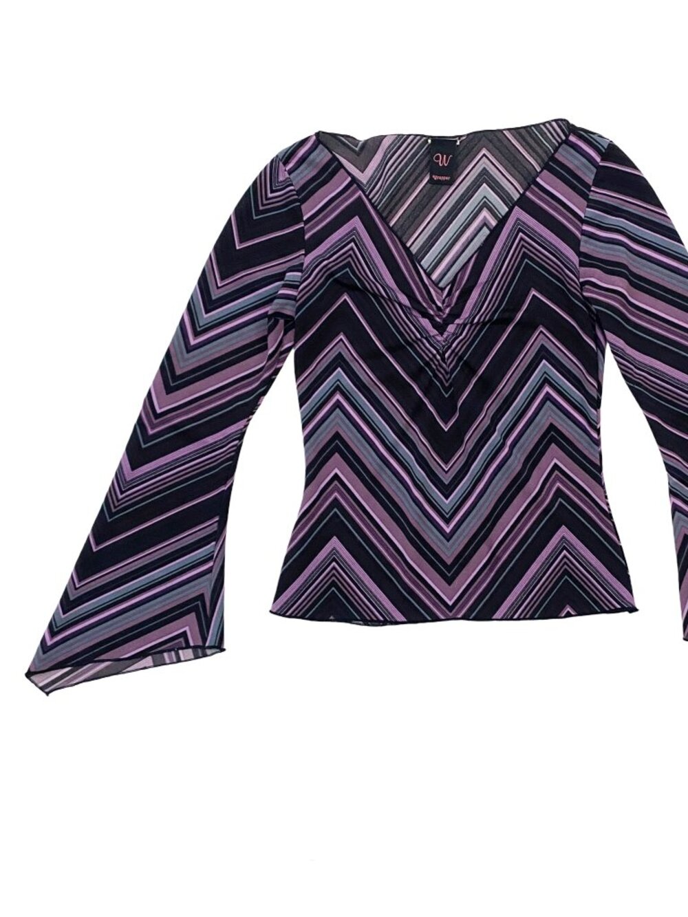 y2k purple and black chevron print whimsy slinky top by Wrapper.